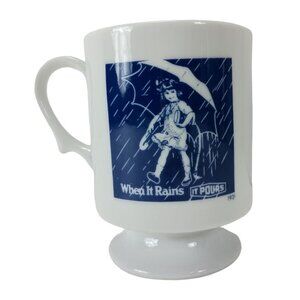 Morton Salt Girl 1921 When It Rains It Pours Pedestal Coffee Mug Vtg.